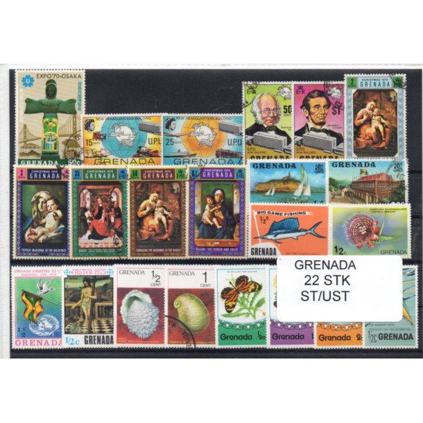 Grenada Samling - 22 Stk. Stemplet/Ustemplet