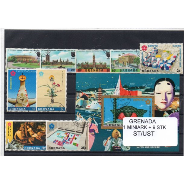 Grenada Samling - 1 Miniark +9 Stk. Stemplet/Ustemplet