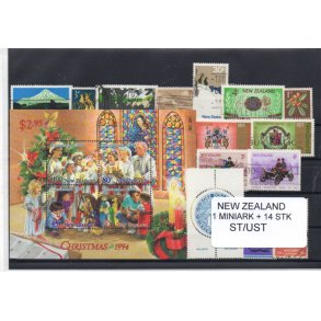 New Zealand Samling - 1 Miniark + 14 Stk. Stemplet/ Ustemplet