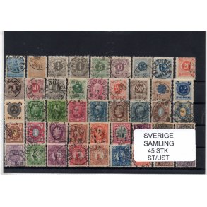 Sverige Samling 45 Stk Forskellige Stemplet
