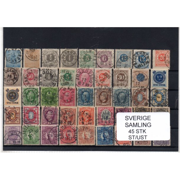 Sverige Samling 45 Stk Forskellige Stemplet
