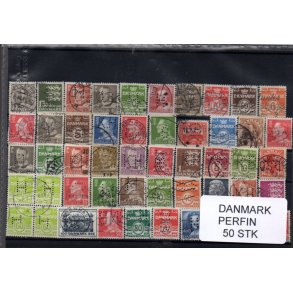 Danmark Perfiner 50 stk. Stemplet/Ustemplet