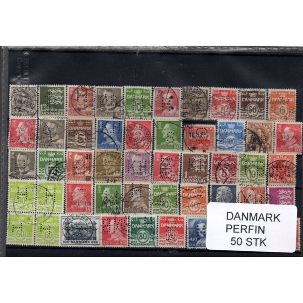 Danmark Perfiner 50 stk. Stemplet/Ustemplet