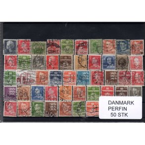 Danmark Perfiner 50 stk. Stemplet/Ustemplet