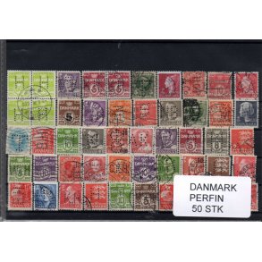 Danmark Perfiner 50 stk. Stemplet/Ustemplet