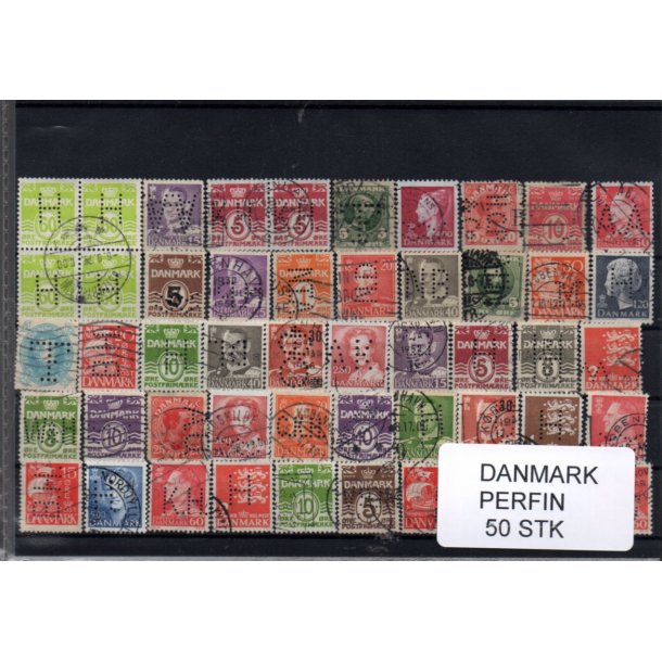 Danmark Perfiner 50 stk. Stemplet/Ustemplet