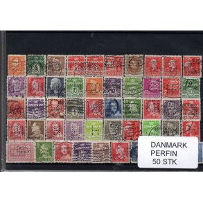 Danmark Perfiner 50 stk. Stemplet/Ustemplet