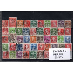 Danmark Perfiner 50 stk. Stemplet/Ustemplet