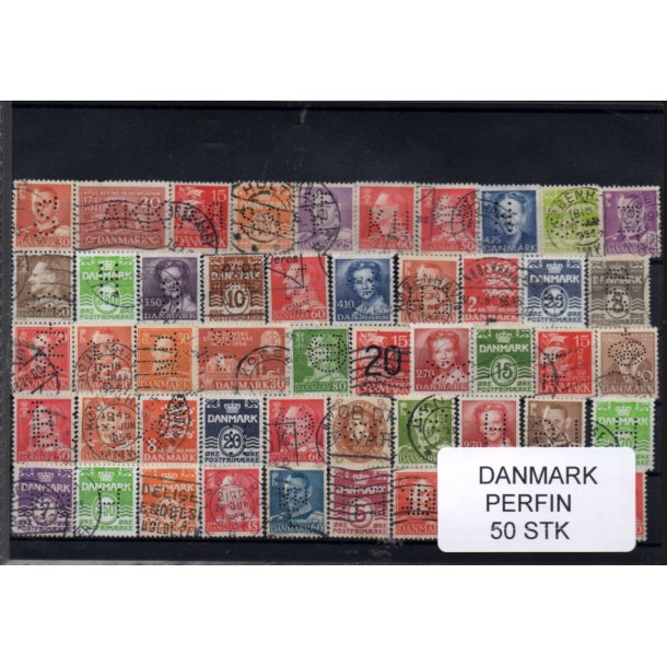 Danmark Perfiner 50 stk. Stemplet/Ustemplet