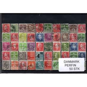 Danmark Perfiner 50 stk. Stemplet/Ustemplet