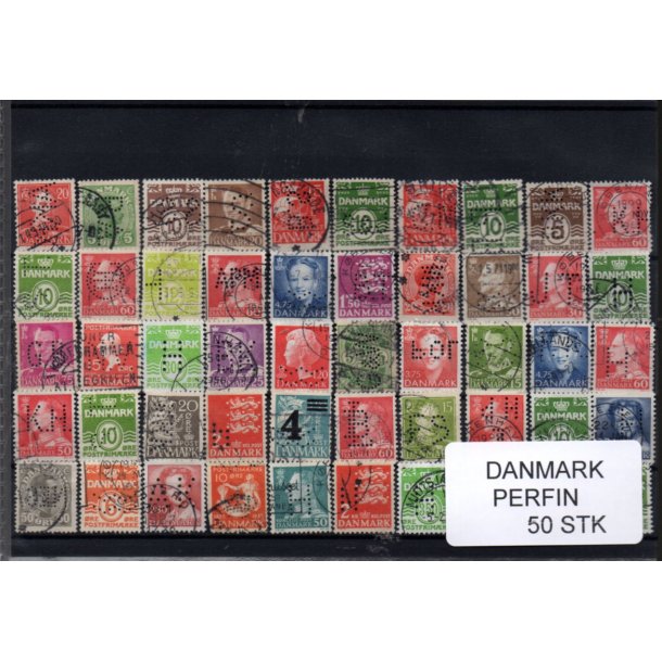 Danmark Perfiner 50 stk. Stemplet/Ustemplet