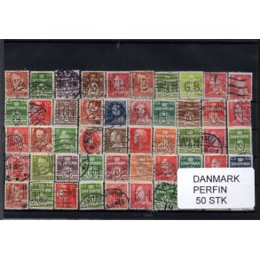 Danmark Perfiner 50 stk. Stemplet/Ustemplet