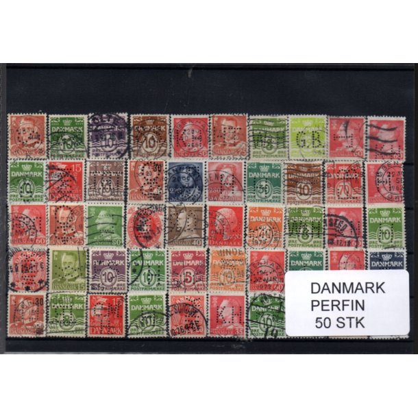 Danmark Perfiner 50 stk. Stemplet/Ustemplet