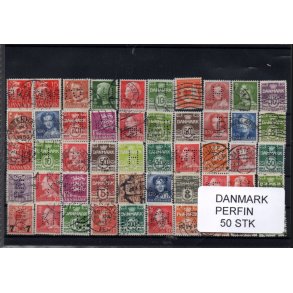 Danmark Perfiner 50 stk. Stemplet/Ustemplet