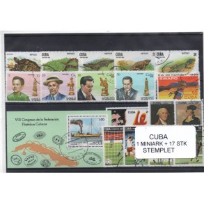 Cuba Samling - 1 Miniark + 17 stk Stemplet