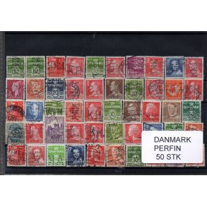 Danmark Perfiner 50 stk. Stemplet/Ustemplet