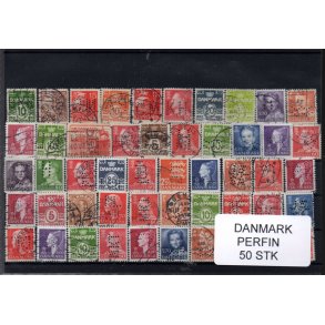 Danmark Perfiner 50 stk. Stemplet/Ustemplet