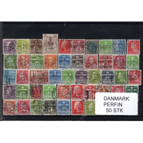 Danmark Perfiner 50 stk. Stemplet/Ustemplet