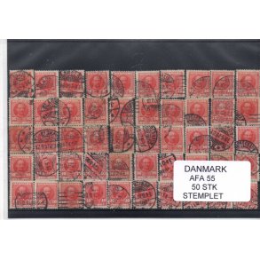 Danmark 50 stk Afa 55 Stemplet/ustemplet.