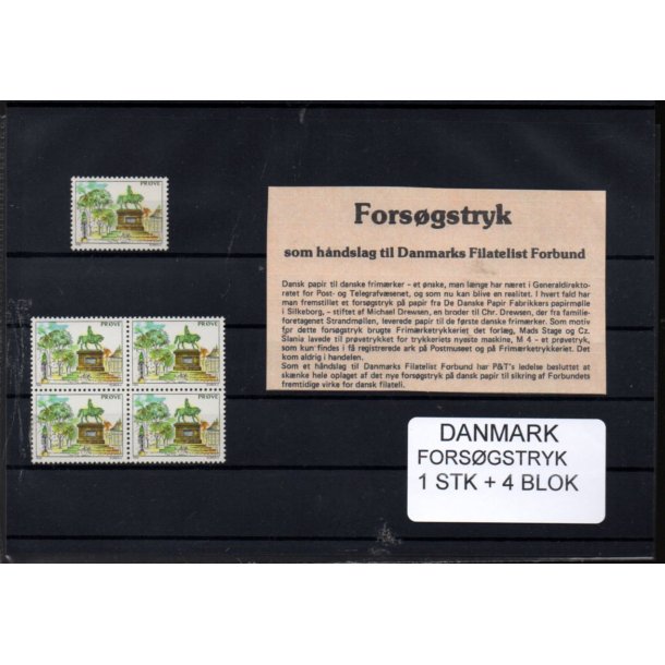 Danmark  - Forsgstryk - 1 Stk. + 4 Blok Postfrisk