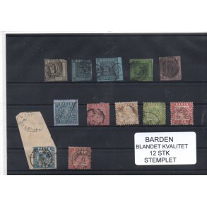 Baden Samling - 12 Stk. Blandet Kvalitet - Stemplet