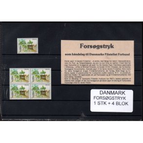 Danmark  - Forsgstryk - 1 Stk. + 4 Blok Postfrisk