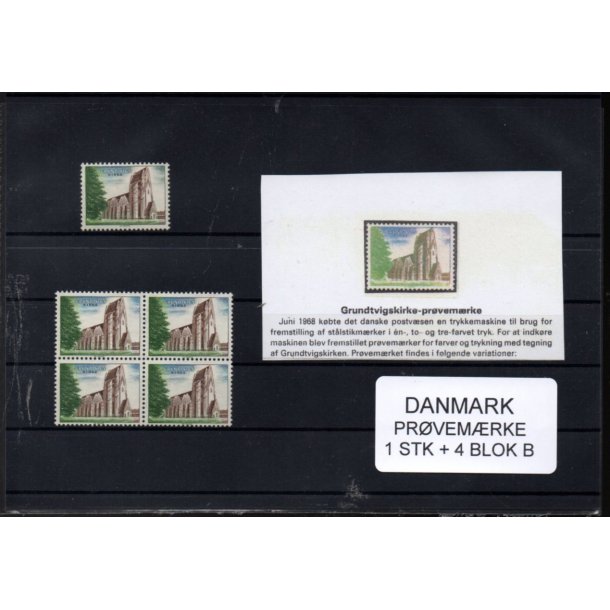 Danmark  - Prvemrke - 1 Stk. + 4 Blok B -  Postfrisk