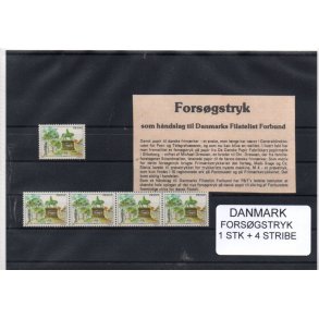 Danmark  - Forsgstryk - 1 Stk. + 4 Stribe - Postfrisk