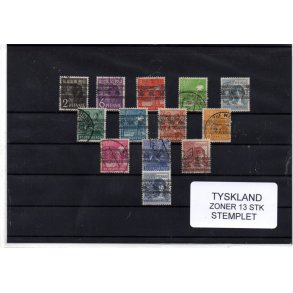 Tysk. Amerikansk Zone - 13 Stk. Stemplet
