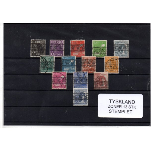 Tysk. Amerikansk Zone - 13 Stk. Stemplet