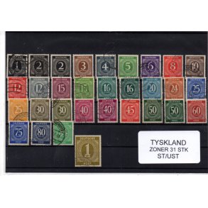 Tysk. Zone - 31 Stk. Stemplet/Ustemplet