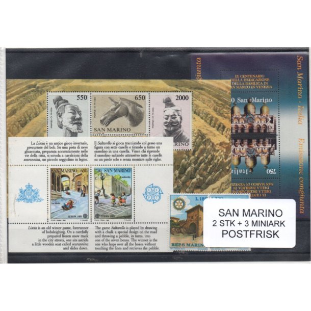 San Marino - 2 Stk + 3 Miniark Postfrisk