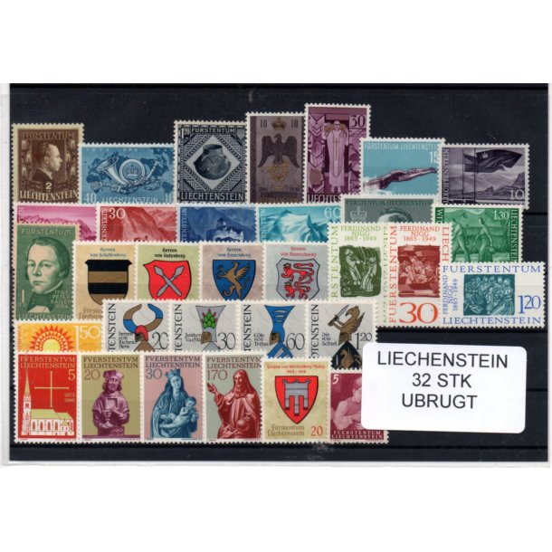 Lichtenstein Samling - 32 Stk. Ubrugt