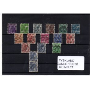 Tysk. Zone - 16 Stk. Stemplet/Ustemplet