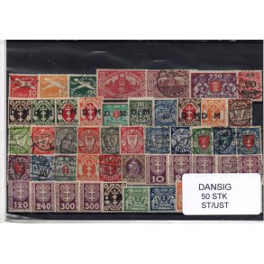 Danzig Samling - 50 Stk. Forskellige - Stemplet/ Ustemplet