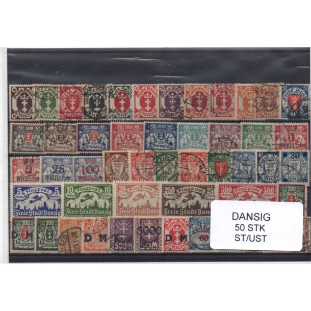 Danzig Samling - 50 Stk. Forskellige - Stemplet/ Ustemplet