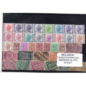 Belgien - Tjeneste/Sporvognsm�rker - 36 stk. Stemplet/Ustemplet