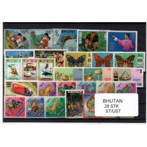Bhutan Samling. 28 Stk. Stemplet/Ustemplet