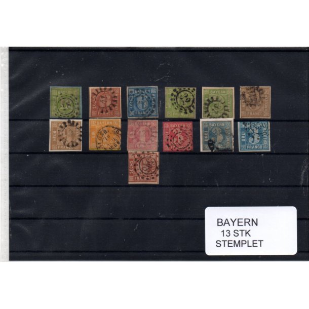 Bayern Samling - 13 Stk. Stemplet