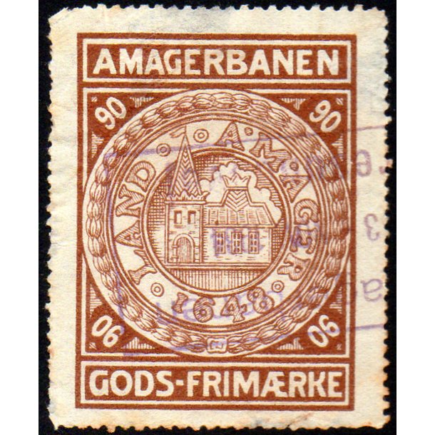 Amagerbanen - Gods Frimrke - 90 re - Stemplet