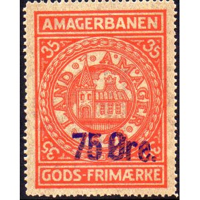 Amagerbanen - Gods Frimrke - 35 re overstemplet til 75 re - Ustemplet