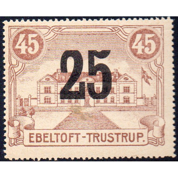 Ebeltoft Trustrup Jernbane - Gods Frimrke - 45 re overstemplet til 25 re - Ustemplet