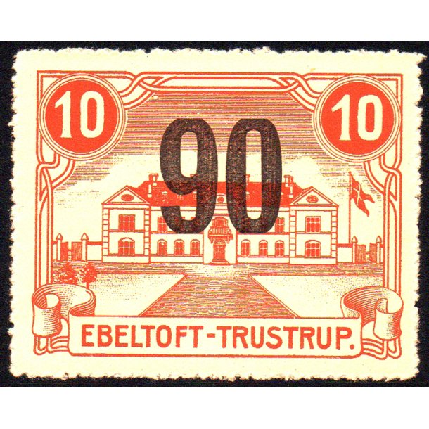 Ebeltoft Trustrup Jernbane - Gods Frimrke - 10 re overstemplet til 90 re - Ustemplet