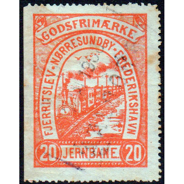 Fjerritslev - Nrresundby - Frederikshavn Jernbane - Gods Frimrke - 20 re - Stemplet