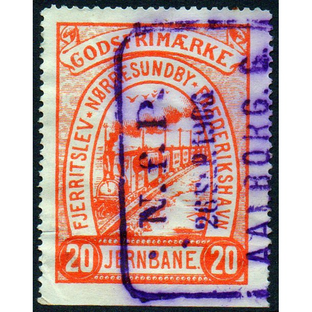 Fjerritslev - Nrresundby - Frederikshavn Jernbane - Gods Frimrke - 20 re - Stemplet