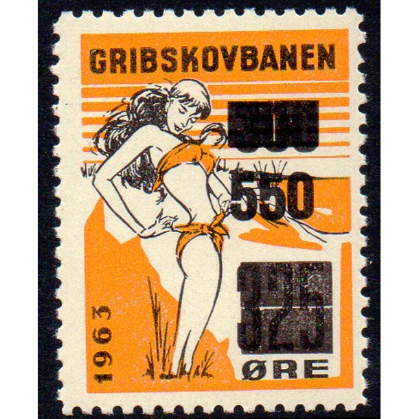 Gribskovbanen - 1963 - Gods Frimrke - 325 re overstemplet til 550 - Ustemplet