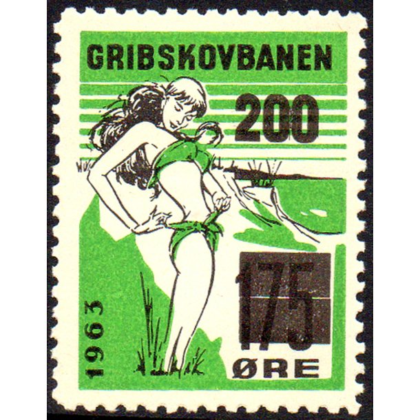 Gribskovbanen - 1963 - Gods Frimrke - 175 re overstemplet til 200 re - Ustemplet