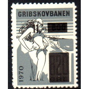 Gribskovbanen - 1970 - Gods Frimrke - 320 re overstemplet til 600 re og til 11 Kr. - Ustemplet