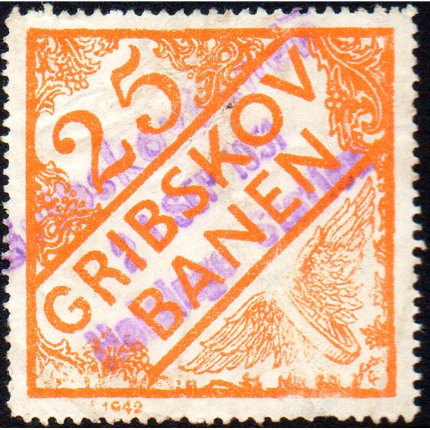 Gribskovbanen - Gods Frimrke - 25 re - Stemplet