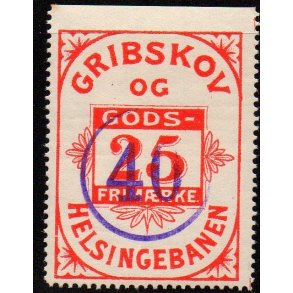 Gribskovbanen Helsinge Banen - Gods Frimrke - 10 re - Ustemplet